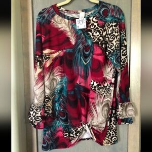LilyPad Jewel toned Peacock and animal print inspired blouse